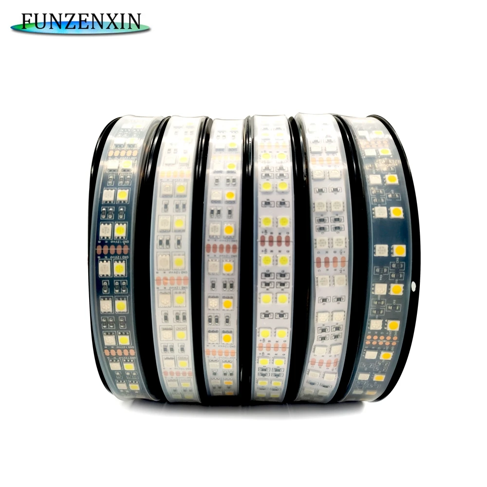 Светодиодная лента водонепроницаемая 5 м 5050 RGB 120 светодиодов на метр черная /