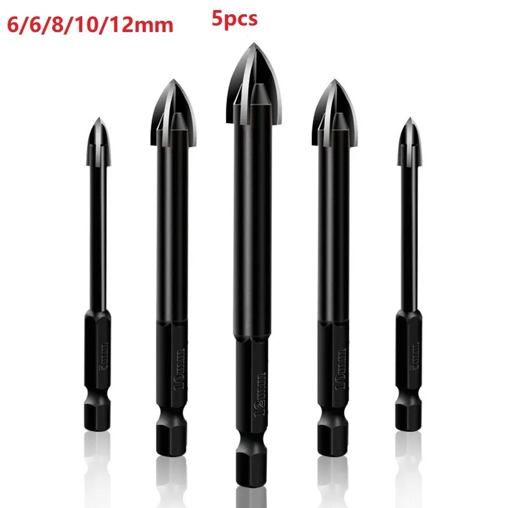 

5Pcs Efficient Universal Drilling Tool Cemented Carbide Drill Bit Ceramic Brick Wall Hole Opening Power Tools Accessories