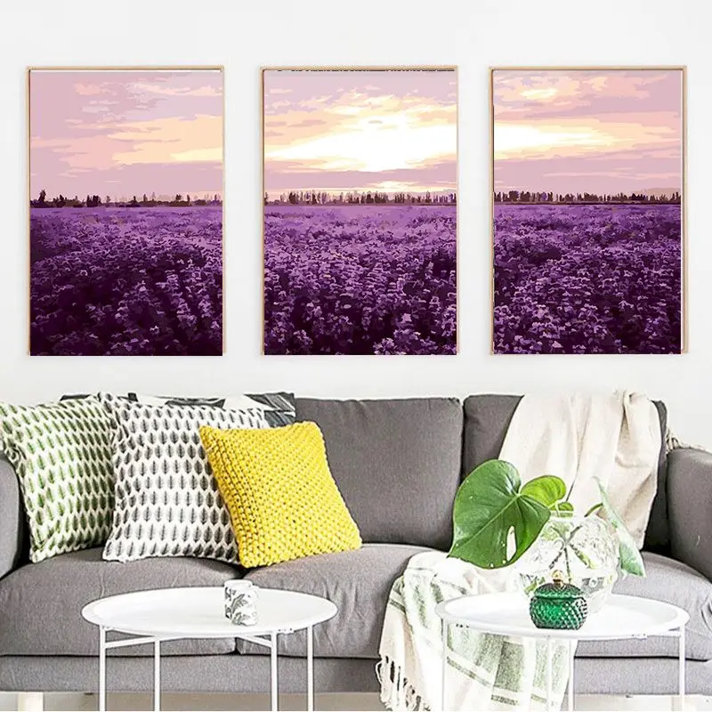 

GATYZTORY DIY Adult Paint by Numbers Kits for Adults Kids Oil Painting Number Kit lavender Flowers Home Wall Art Decor