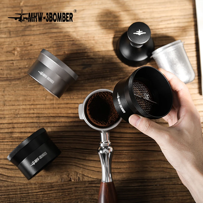 MHW-3BOMBER-distribuidor de caf&eacute; de acero inoxidable de 58mm, embudo dosificador de nivelaci&oacute;n de caf&eacute; de aleaci&oacute;n de aluminio, anillo dosificador, accesorios para Espresso-3