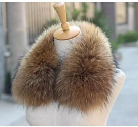 Outwear Winter 100% Real Natural Raccoon Dog Fur Collar Women Big Office Fluffy Casual Luxury Coat Scarves V662 | Аксессуары для