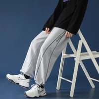 mens 2021 spring new sports neutral loose fitting straight leg trend casual wide leg trousers
