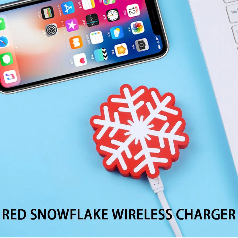 

10W Red Christmas Snowflake Qi Wireless Charger for IPhone 11 X XR XS 8 Wirless Charging for Samsung Xiaomi Huawei OPPO Iphone