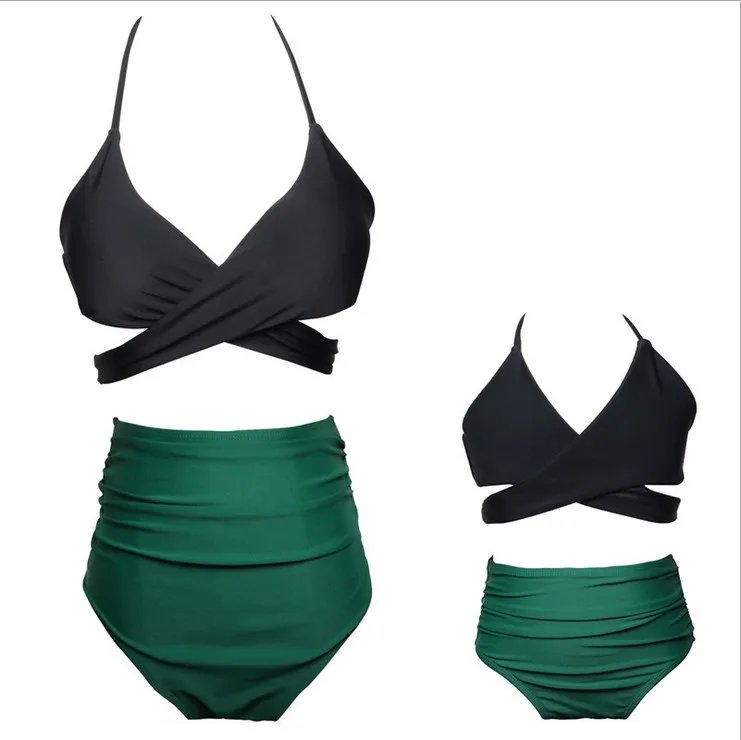 SHUJIN Female Children Baby Matching Family Bathing Suits Mother Girls Bikini Swimsuit For Mommy and Daughter Beach Swimwear | Мать и