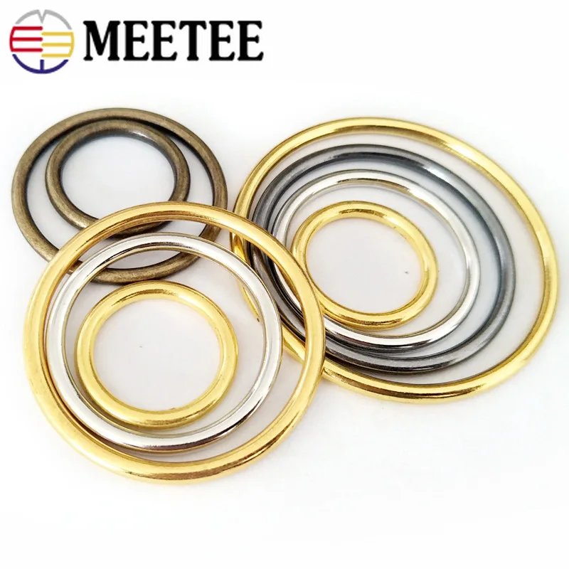 

20pcs Meetee O Ring 20-50mm Metal Round Circle for Clothing Handbag Shoes Bags Belt Buckles Hardware Leather Crafts Accessories