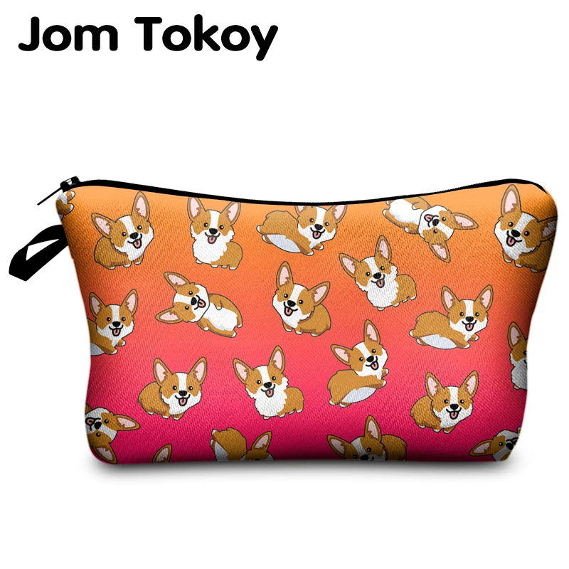 Jomtokoy Новая женская корги с принтом дорожная косметичка сумочка Женский кошелек