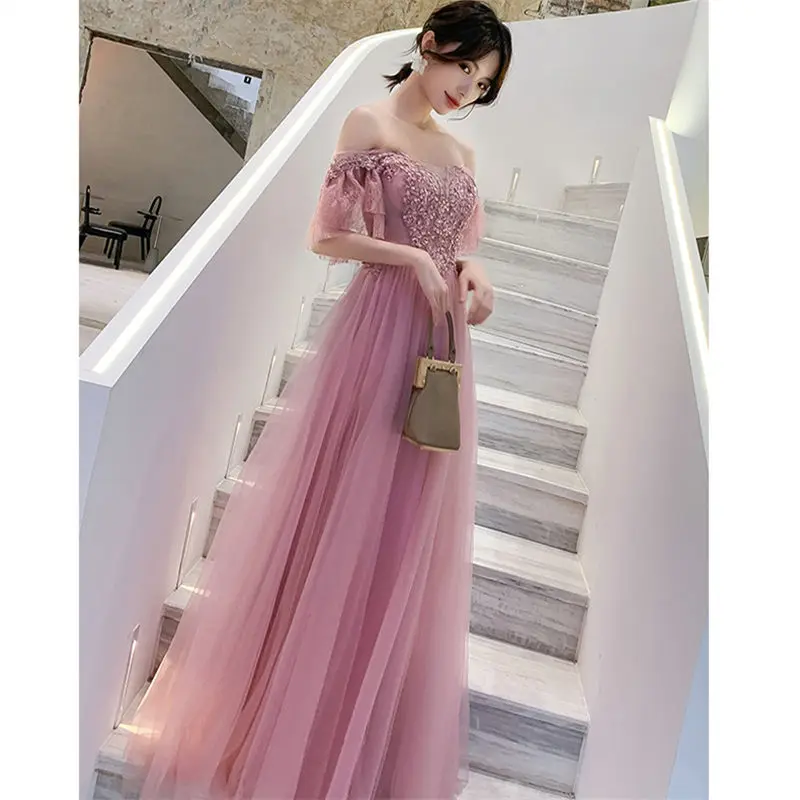 It's Yiiya Evening Dresses Boat Neck Plus Size Short Sleeve Appliques Robe De Soiree Floor-Length Women Party E896 | Свадьбы и