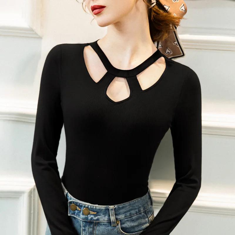 

Женская футболка с длинным рукавом, круглым вырезом и принтом