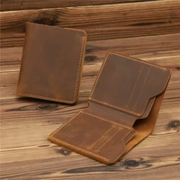 vintage men leather wallet credit id card holder crazy horse leather small wallets for men money case