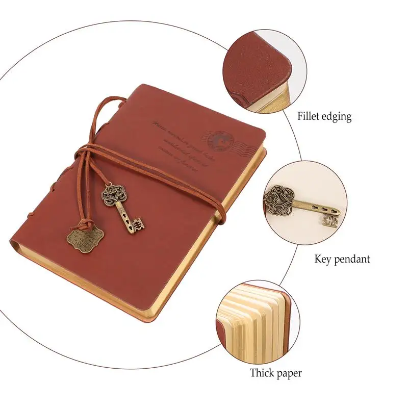 

1pc Lightweight Retro Vintage Novel Leather Writing Notepad Writing Notebook for Family Co-worker Friends