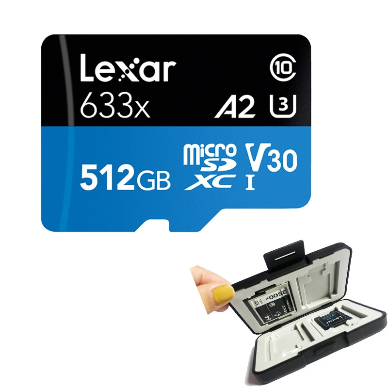 Lexar 512 ГБ 128 ГБ 256 ГБ 64 ГБ 32 ГБ высокая скорость 633x microSDHC SDXC UHS-I до 95 МБ/с./с чтение, 45 МБ/с./с Запись карта чехол