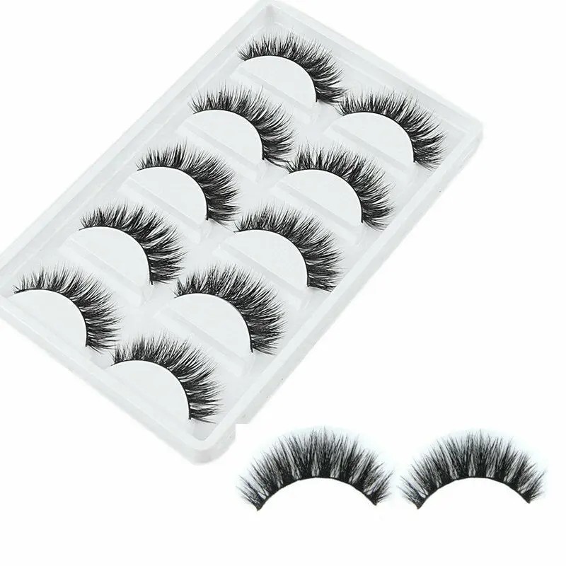 Набор объемных ресниц из норки 5 пар натуральные густые длинные мягкие Роскошные