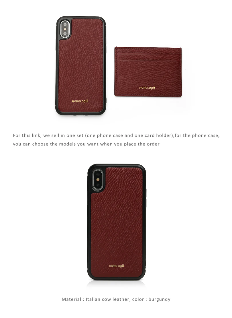 Horologii монограмма Бордовая кожа для карты Холдер чехол для iphone XS MAX 11 Pro Max набор для подарка Прямая поставка