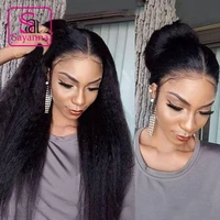 kinky straight lace front human hair wigs brazilian remy hair 250 lace frontal wig preplucked hairline for black women glueless