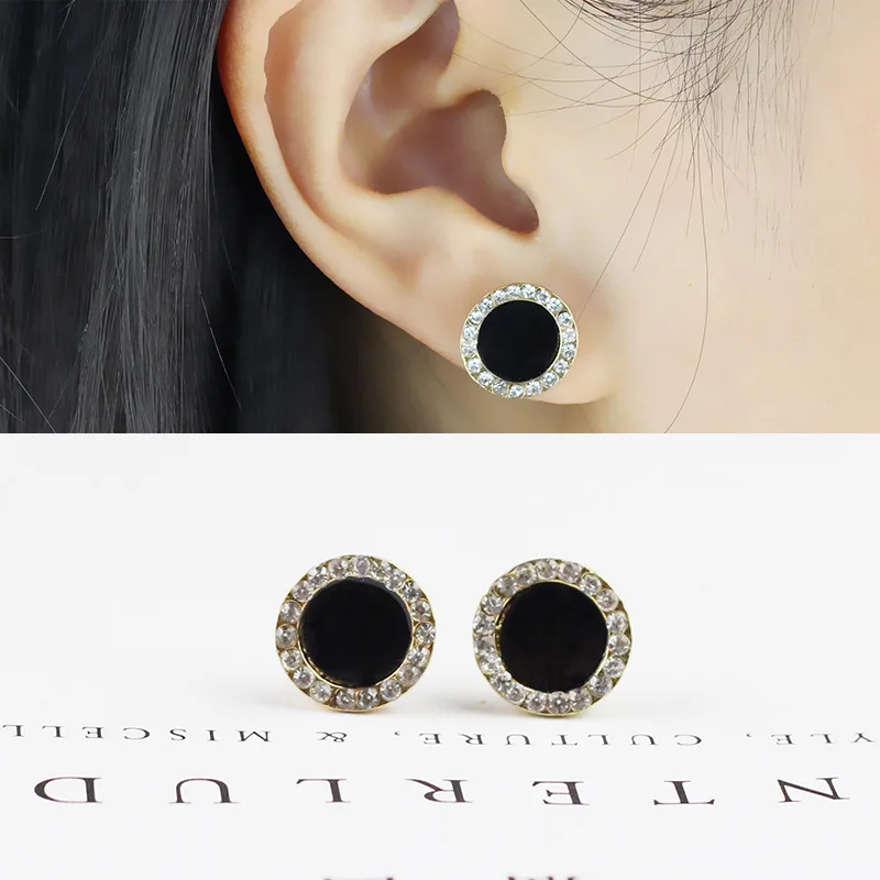 Модные черные Кристальные серьги-гвоздики для женщин эффектные ювелирные