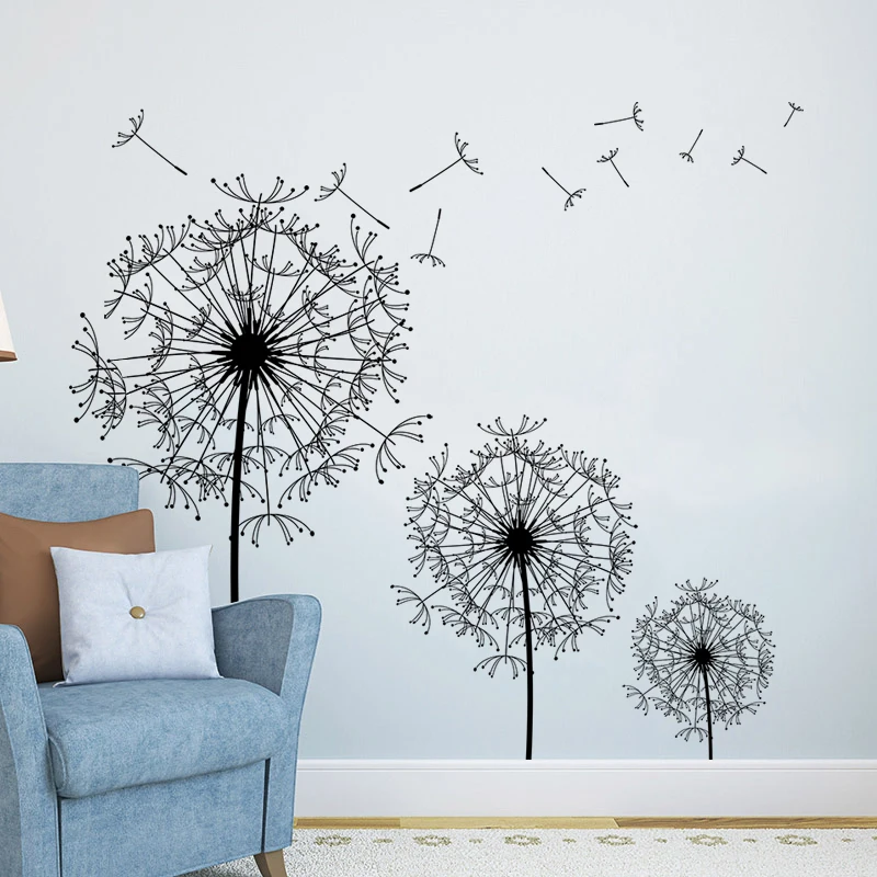 

Hot Black Dandelion Wall Sticker on The Wall Living Room Bedroom Window Decoration Household Adornment Art Decals Home Decor