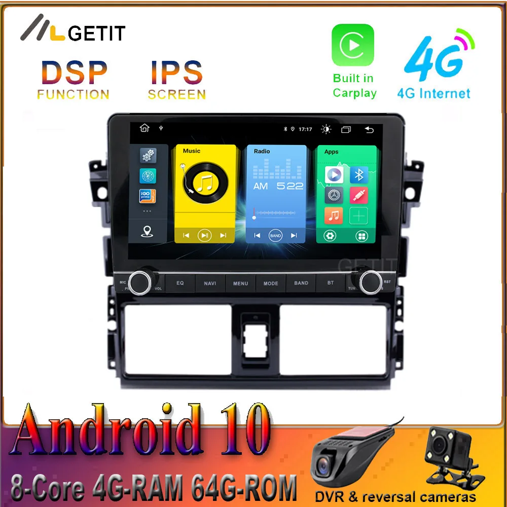 CARPLAY Android 10 0 автомобильный радиоприемник мультимедийный GPS навигатор для TOYOTA VIOS