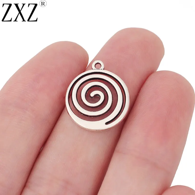 

ZXZ 20pcs Tibetan Silver Vortex Spiral Swirl Pattern Charms Pendants Beads 2 Sided for Bracelet Necklace Earring Jewelry Making