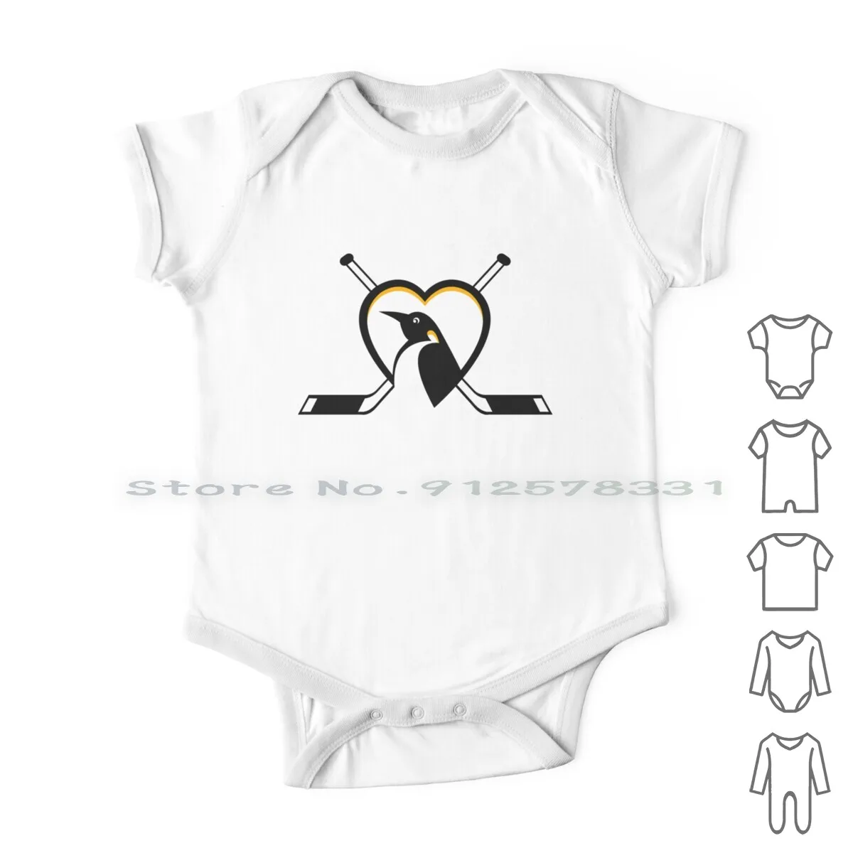 Love The Pens Newborn Baby Clothes Rompers Cotton Jumpsuits Pittsburgh Hockey Penguins Infant Long Sleeve Sleeveless One-Piece