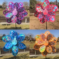 double layer peacock sequins windmill colourful toy home spinner garden wind kids yard decor l8w8