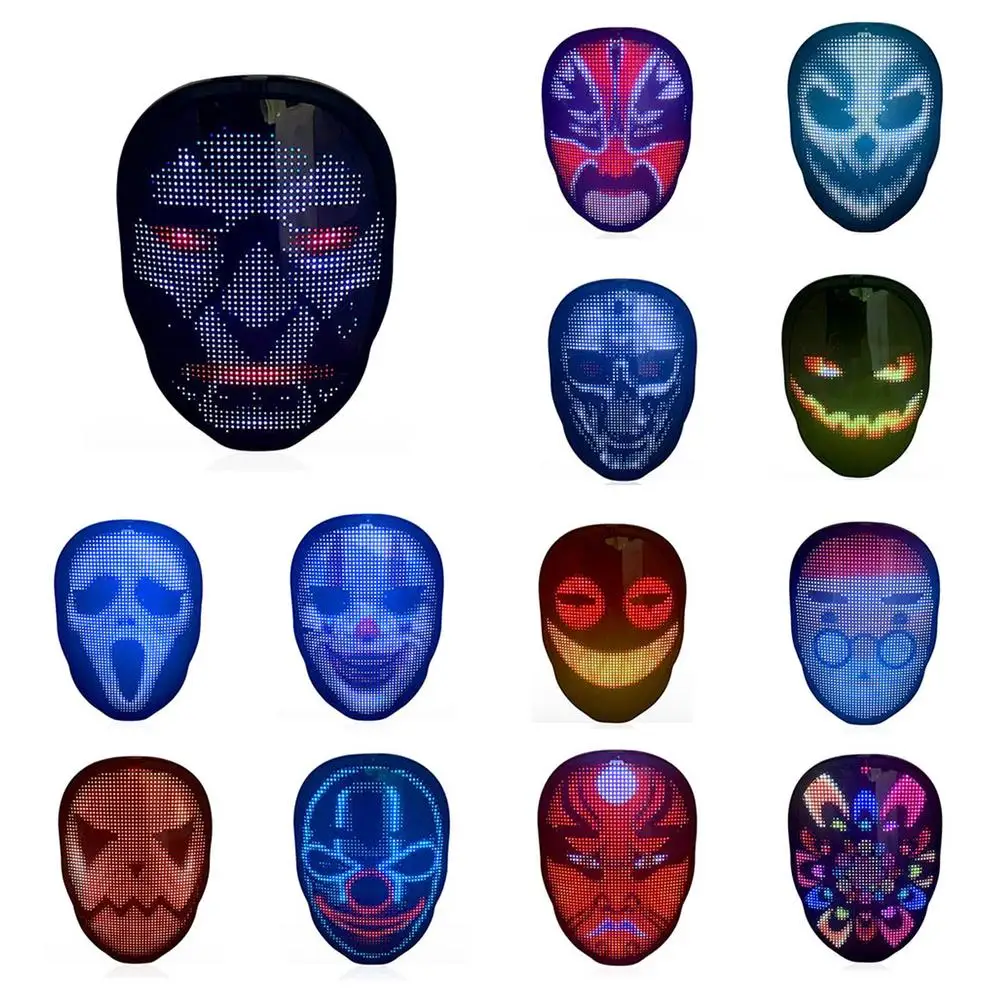 

Costume Props Neon Led Luminous Joker Mask Festival Light Up Changing Mask LED Maske Light Masks Halloween Christmas Decoration