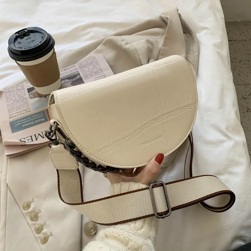 

Womens Handbags Small Women's New Fashion Broadband Messenger Versatile Half Round Saddle Bag Purses