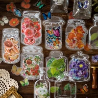 35 pcs butterfly flowers leaf stickers glass container pet sticker decorative diary scrapbooking accessories collage material
