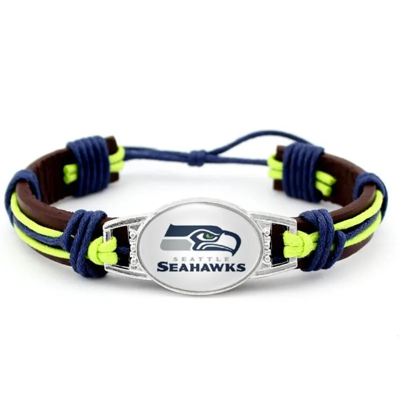 2019 новые модные Seattle Seahawks Оригинальные кожаные браслеты с подвесками и
