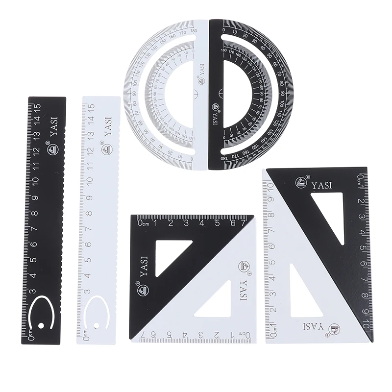 

4Pcs/set Aluminum Alloy Ruler Drawing Measurement Geometry A Variety Of Rulers