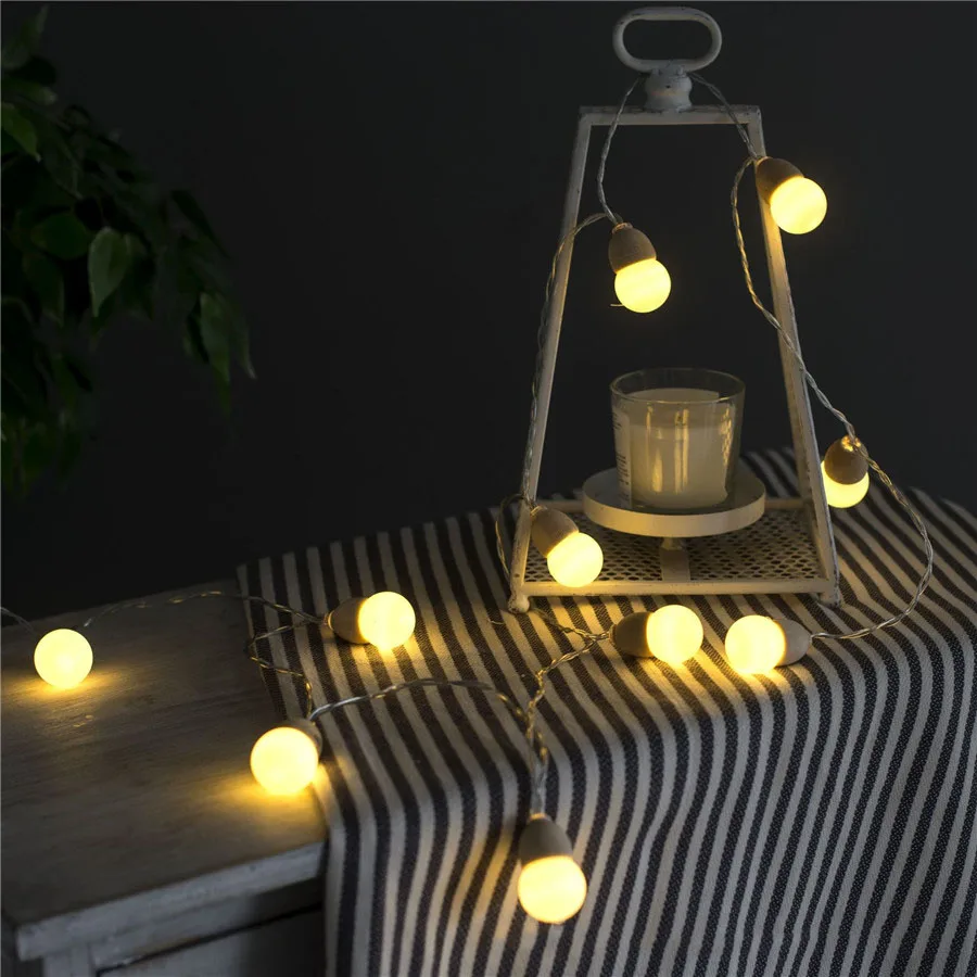 

Светодиодная гирлянда 3/5 м, сказочные огни, светодиодная деревянная лампа-шар для искусства, Рождества, Хэллоуина, свадьбы, вечеринки, сада, ...