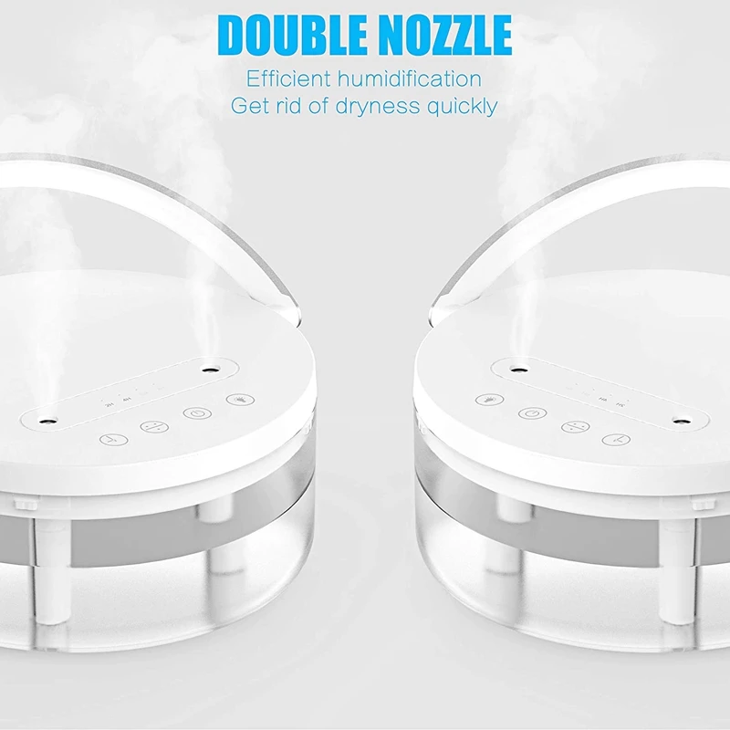 

Cool Mist Humidifier Quiet Air Humidifiers Atomization Dual Nozzles Plants Humidifier with Night Light for Office,White