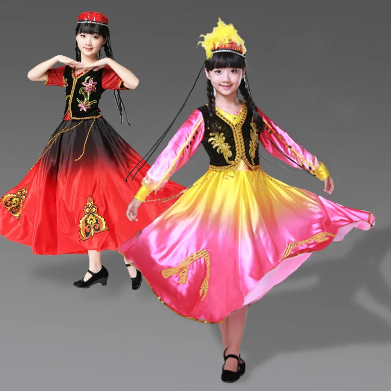 Детские костюмы уйгур Казахский в народном стиле детское платье для танцев