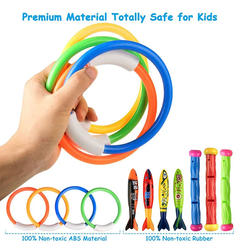 Juguetes de buceo de verano para ni&ntilde;os, juguete para ni&ntilde;os, torpedo, bandoleros, pulpo de cuerda, anillo de pez, piscina, juegos de agua, entrenamiento, buceo, juguete para regalo-2