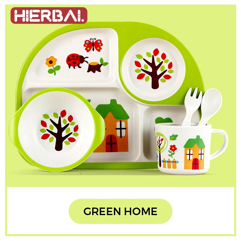 Бамбуковое волокно Детская мультяшная посуда для еды обеденная тарелка