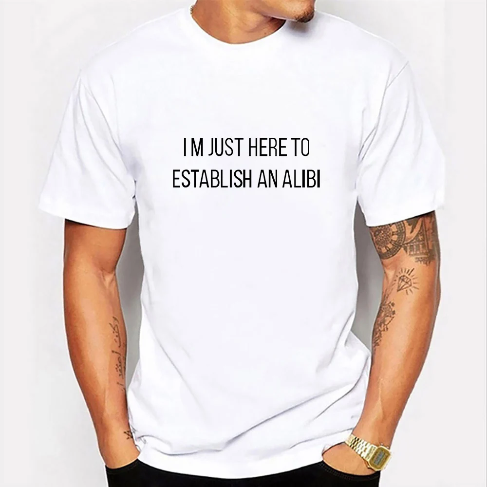 

Модная футболка для мужчин, Повседневная забавная футболка в стиле Харадзюку с надписью «Я просто здесь», чтобы создать оплату, уличная оде...
