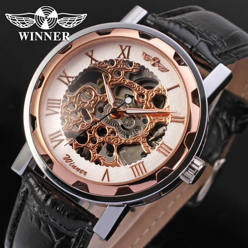 

Hot-Selling T Winner Men's Personality Hip Hop Trend Hollow Automatic Mechanical Watches Fashion Casual Leather Watches Male