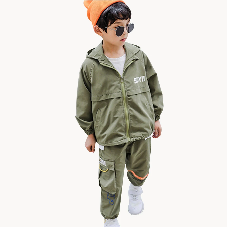 Одежда для мальчиков куртка с буквенным принтом + штаны костюмы комплект