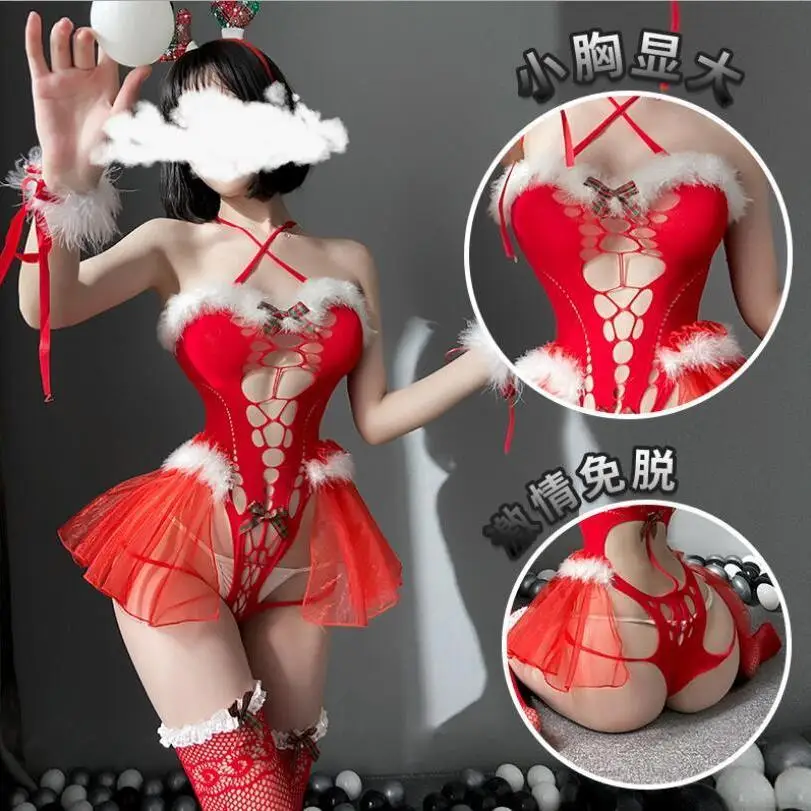 

Женская модель униформы косплей костюм сексуальное нижнее белье Рождественская вечеринка сексуальный кролик девочка зимнее нарядное плат...