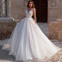 eightree a line wedding dresses lace appliques v neck bridal dress backless cap sleeveless boho wedding gown vestido de noiva