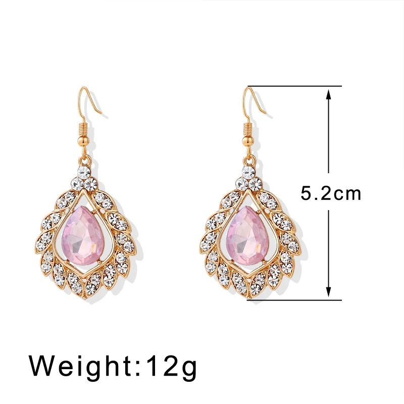 Серьги-люстры с розовыми кристаллами золотой цвет геометрический кулон длинные