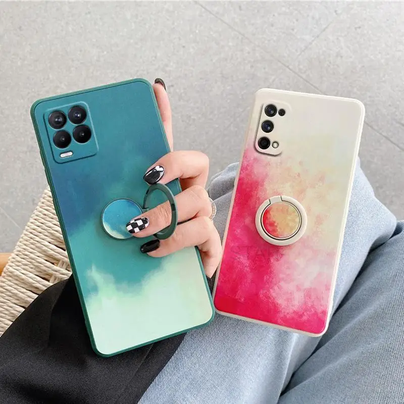 ring holder phone case for oppo realme 8 7 pro 4g 5g 7i c21 c21y 6 6i 5i c3 5 gt neo 2 master edition square silicone cover free global shipping