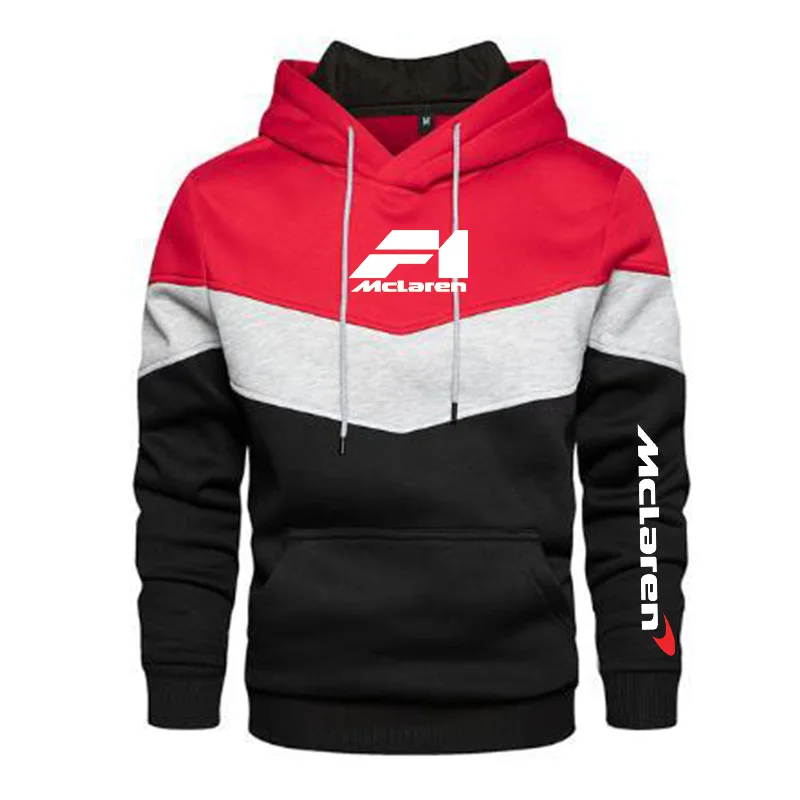 

2021 New Men's Mclaren Logo Spring and Autumn Round Neck Casual Pullover Long Sleeve Patchwork Hoodie 5 Colors S-5XL