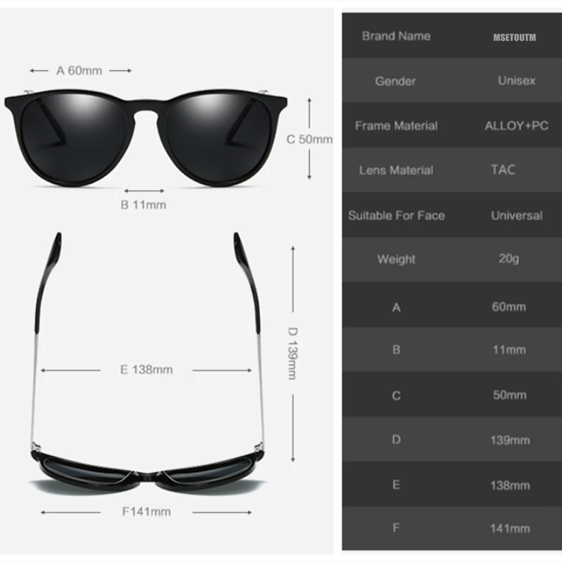 Женские и мужские солнцезащитные очки msetoum поляризационные UV400 классические