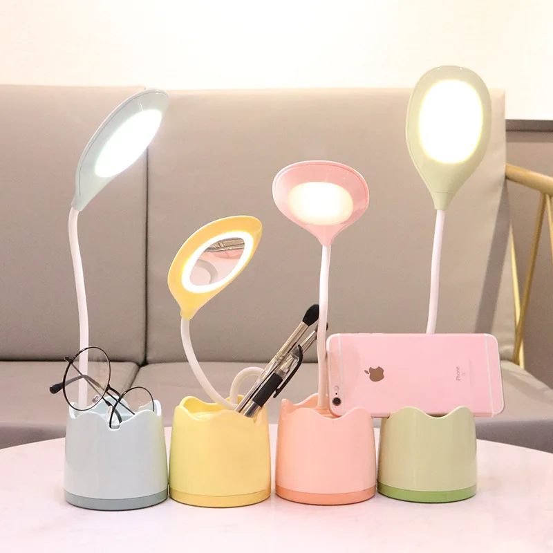 

Creative Led Desk Lamp Mirror USB Charging Reading Lamp Portable Pen Holder Office Table Lampara De Mesa Indoor Lighting EB50TD