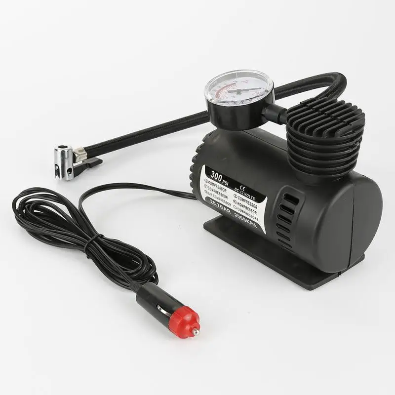 

Mini Durable Car Auto Air Compressor DC 12V Tire Inflator Tool Black ABS 300 PSI Universal Portable Car Accessories Repair Tool