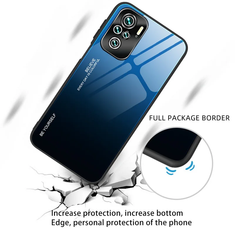 

Luxury Gradient Phone Case For Xiaomi Redmi Note 10 Pro 9 9s 9T K40 Mi 11 10T Pro Poco X3 F3 M3 Note 10 Lite Tempered Glass Case
