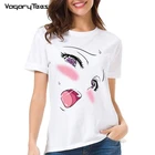 Новая футболка Ahegao face Женская эстетика Kawaii аниме девушка для хентай отаку для молодых японская анимация Сексуальная футболка Waifu culture