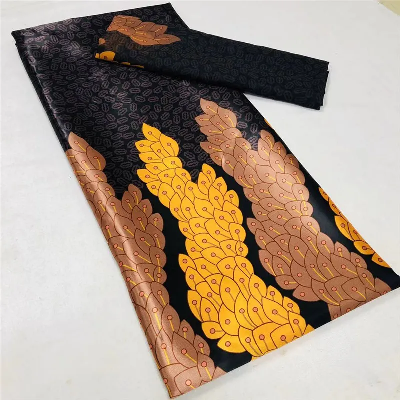 New Arrival Imitated Silk Materials 2022 Nigerian Chiffon Fabric Women African Satin Silk Fabric 4+2 Yards
