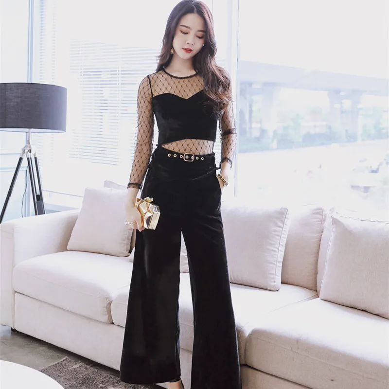 Осенне зимний комплект из двух предметов Новое поступление сетчатая Лоскутная