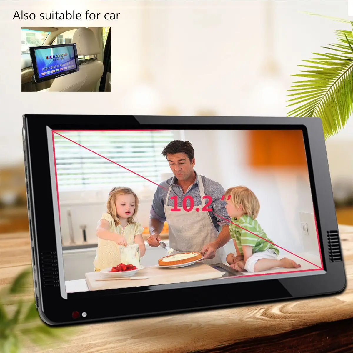 Портативный цифровой аналоговый телевизор 12 В 10 2 дюйма DVB-T / DVB-T2 TFT светодиодный HD